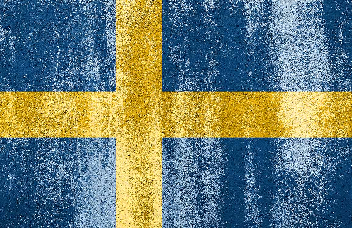 Vintage Swedish Flag Textured Blue-Yellow Mural Wallpaper for Nordic Interiors