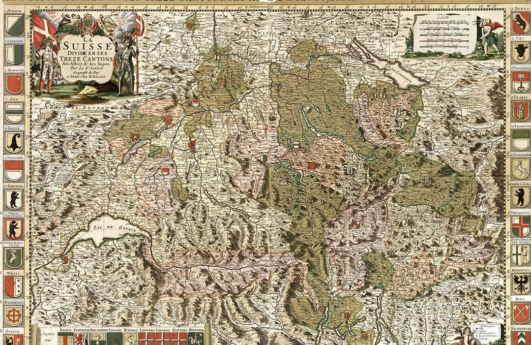 Vintage Swiss Map Mural Wallpaper - Historic Journey in Earthy Tones