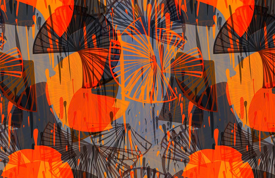 Bold Abstract Orange and Grey Modern Art Pattern Wallpaper Decor