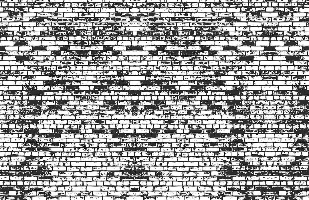 Urban Chic Black and White Graffiti Brick Wall Mural Wallpaper Design
