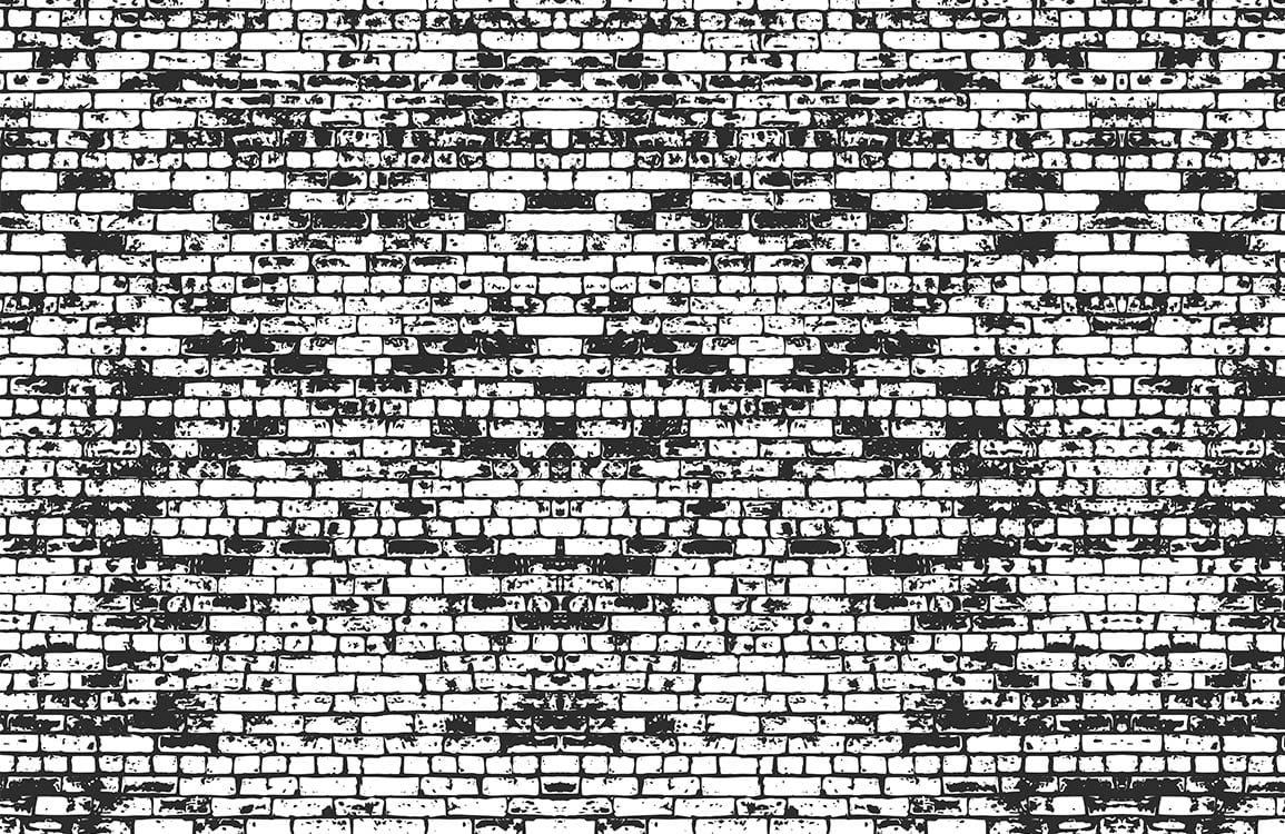 Urban Chic Black and White Graffiti Brick Wall Mural Wallpaper Design