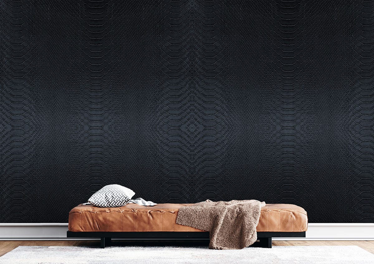 Mural Wallpaper with Dark Python Skin Texture for Hallway Decor