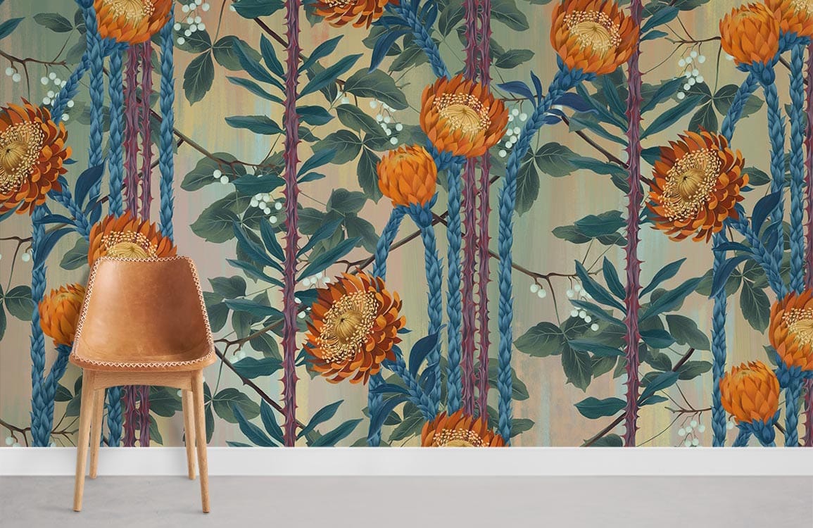 Thorny Flowers lll Wallpaper Mural