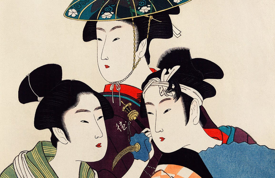 Elegant Japanese Ukiyo-e Style Art Mural Wallpaper in Soft Colours