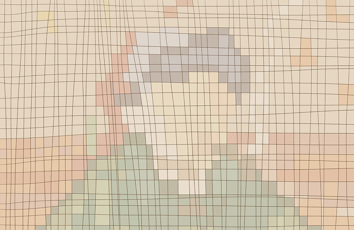Abstract Geometric Grid Pattern Wallpaper in Soft Neutral Tones