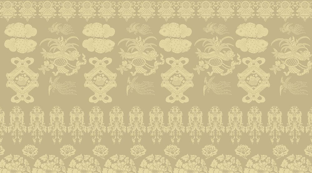 Vintage Ornate Beige Floral Damask Pattern Wallpaper for Elegant Interiors