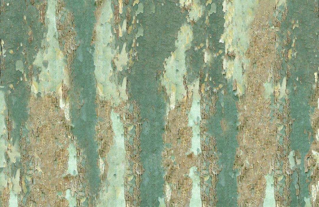 Antique Teal Patina Textured Vintage Rustic Style Mural Wallpaper Design