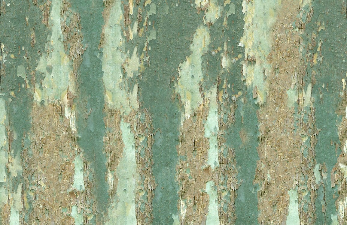 Antique Teal Patina Textured Vintage Rustic Style Mural Wallpaper Design