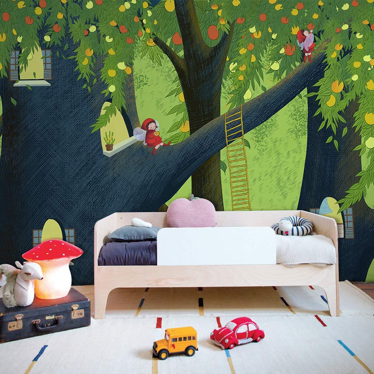Enchanted Forest Adventure Mural Wallpaper: Playful Kids' Greenery Design