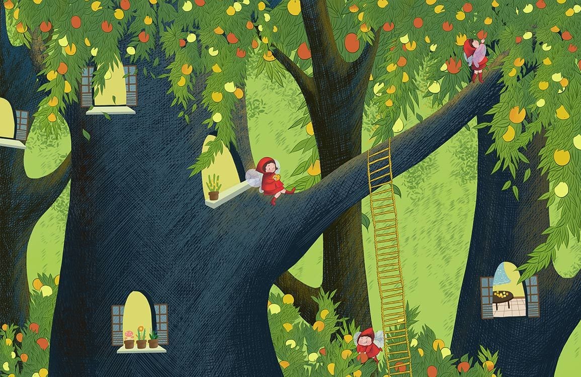 Enchanted Forest Adventure Mural Wallpaper: Playful Kids' Greenery Design