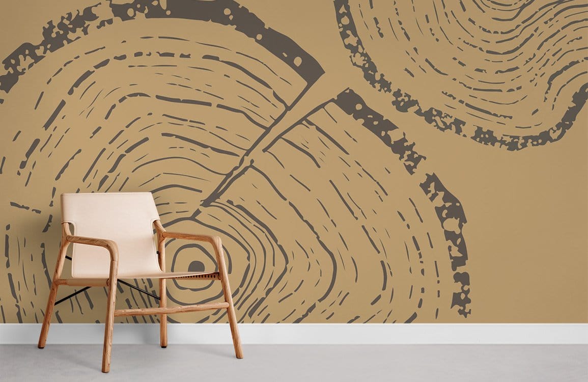 Tree Ring Pattern Wallpaper Mural Living Room
