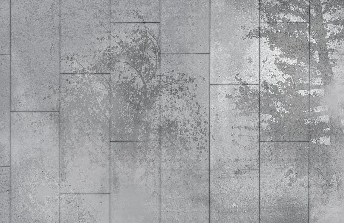 Modern Industrial Grey Concrete Forest Mural Wallpaper for Urban Interiors