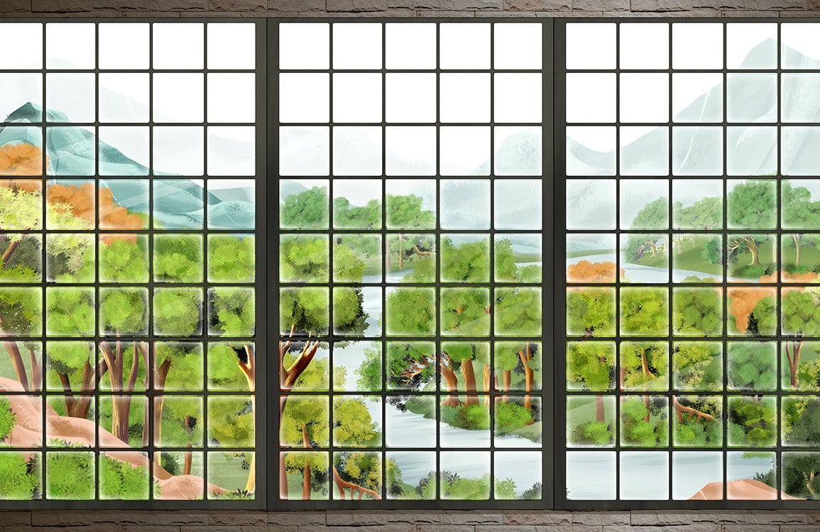 Breathtaking Scenic Forest Mural Wallpaper with Vibrant Green Landscape Design