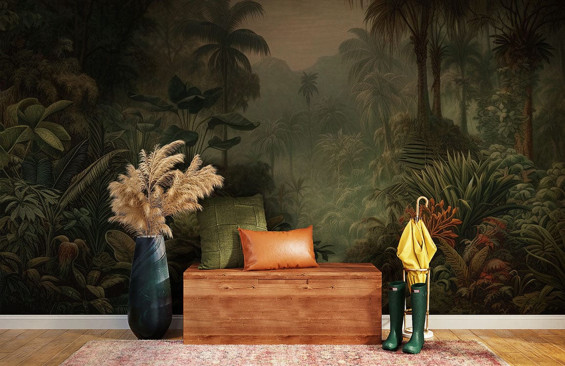 rain jungle wallpaper mural for room decor