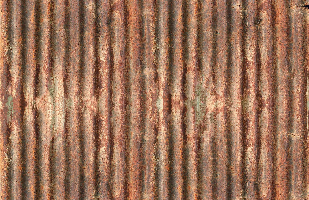 Vintage Corrugated Iron Rust Effect Wallpaper - Rustic Industrial Style Decor