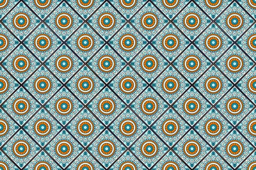 Turquoise Flowers Vectors Wallpaper Mural