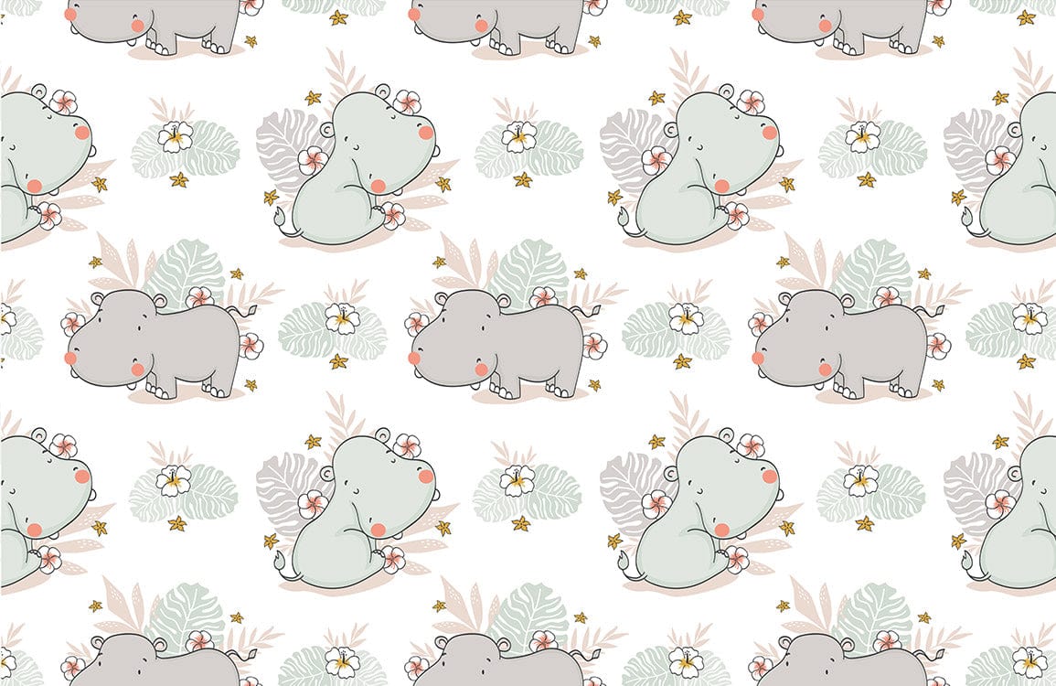 Hippos' happy life Wallpaper Mural