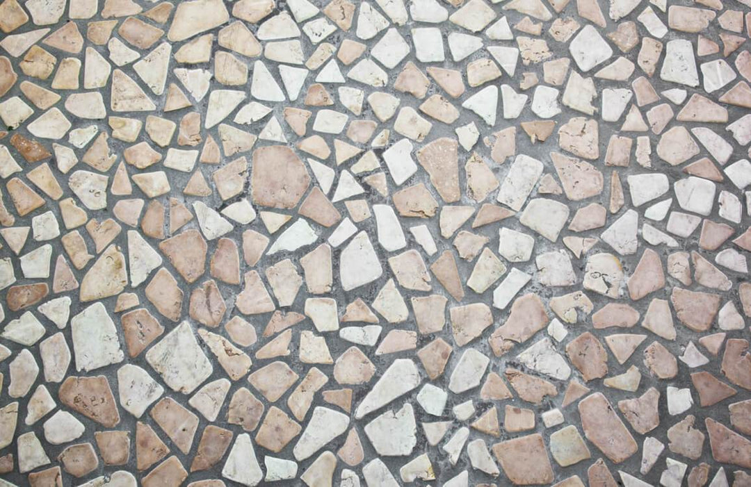 Rustic Stone Mosaic Wall Design: Neutral Pebble Pattern Wallpaper Décor