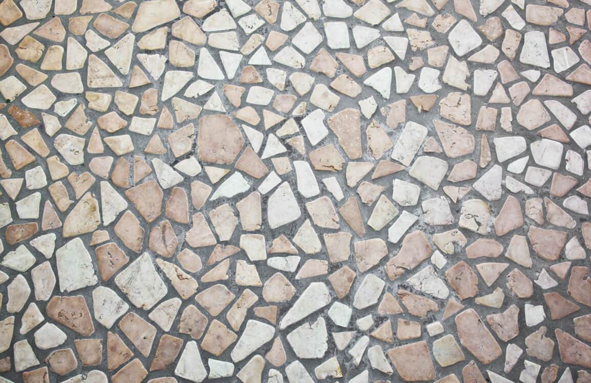 Rustic Stone Mosaic Wall Design: Neutral Pebble Pattern Wallpaper Décor
