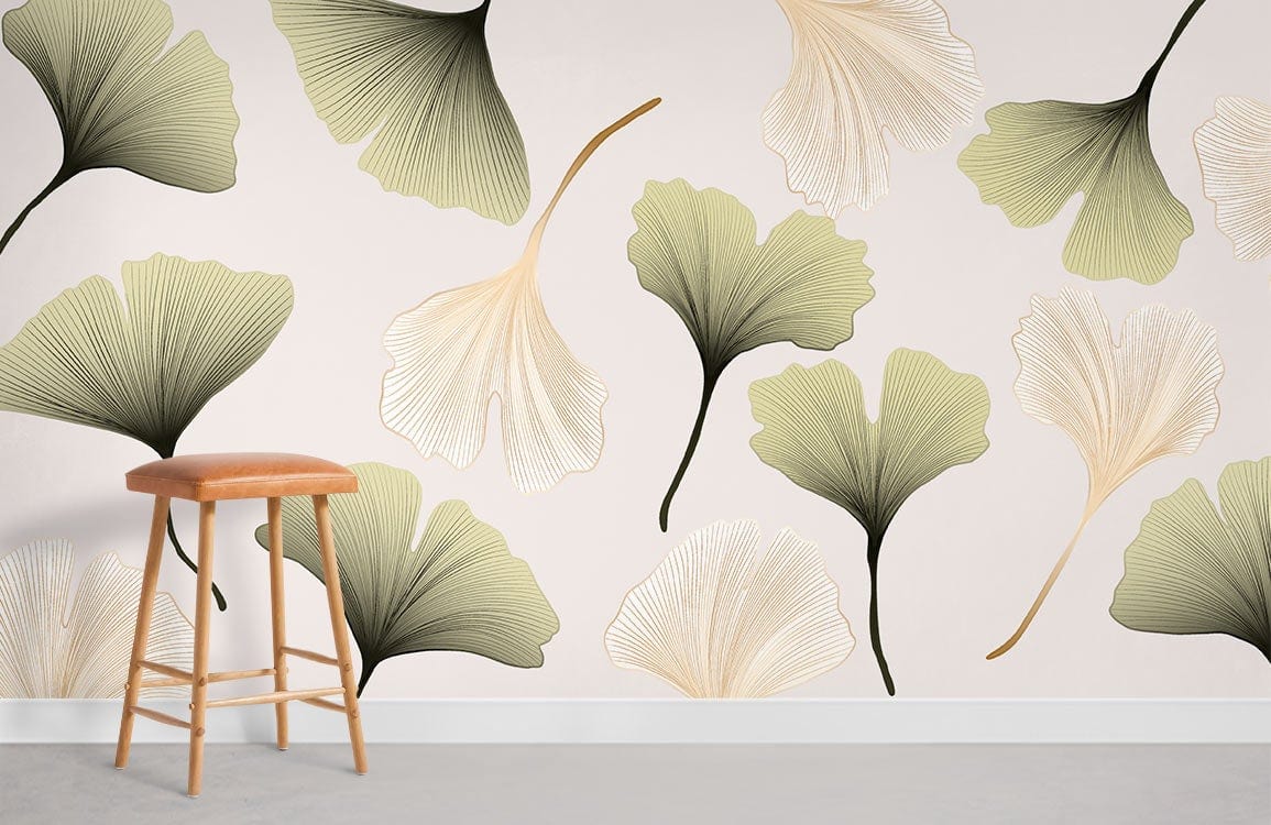 Ginkgo Leaf Mural Wallpaper