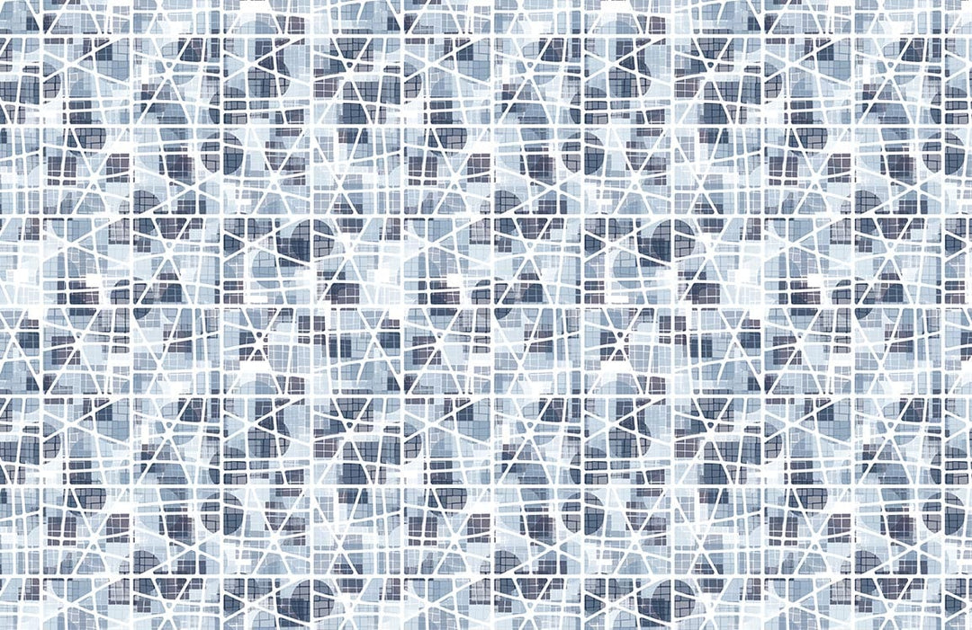 Modern Geometric Blue and White Abstract Pattern Wallpaper Design