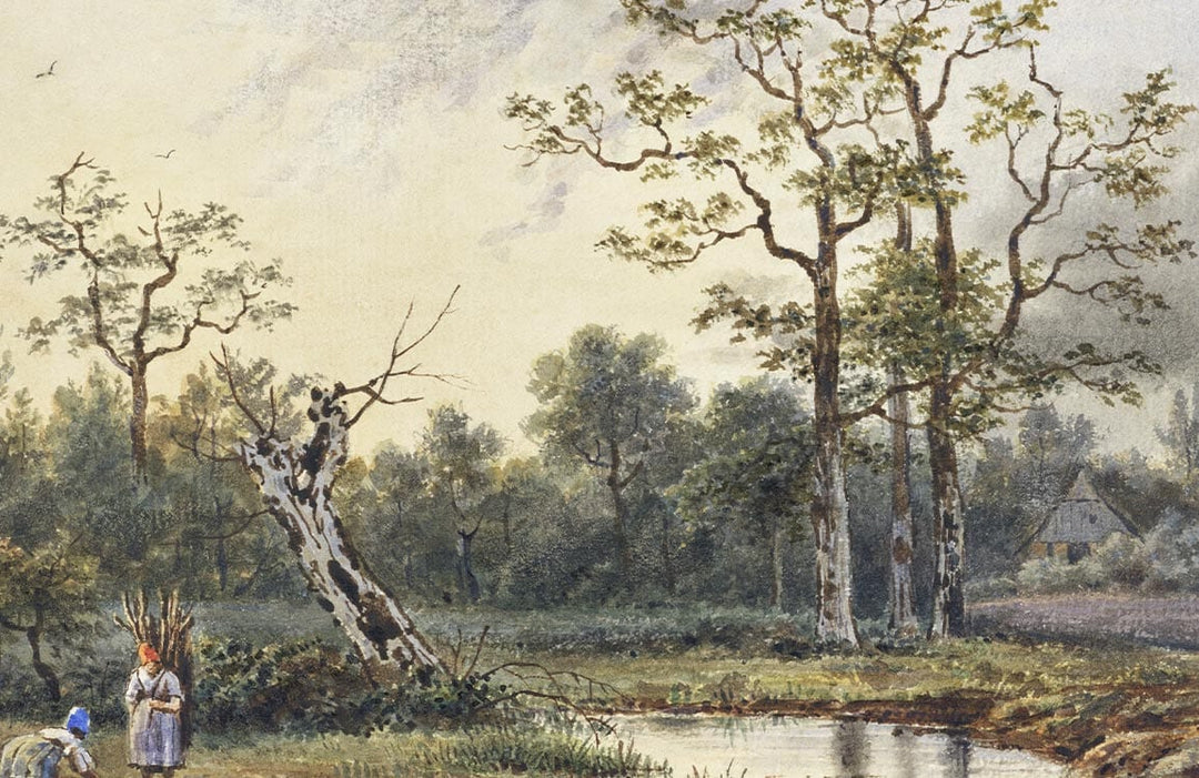 Vintage Pastoral Landscape Mural Wallpaper in Earthy Tones for Classic Interiors