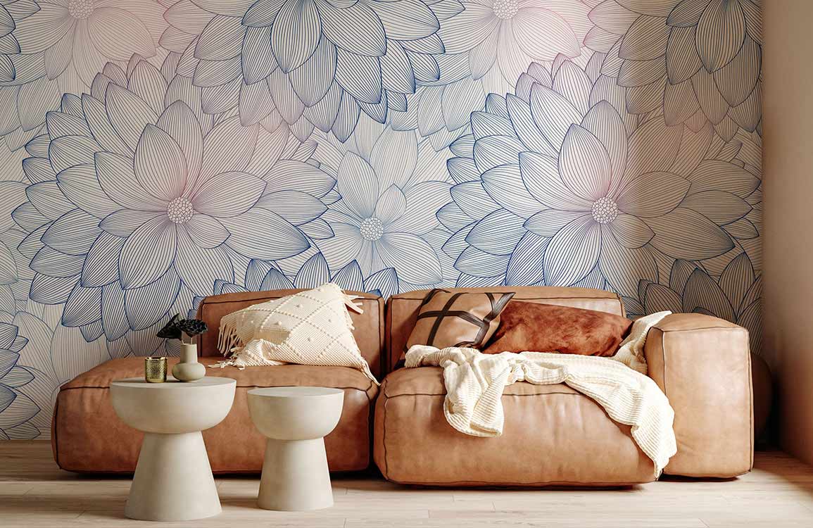 Paeonia Bloom flower pattern wallpaper for living room