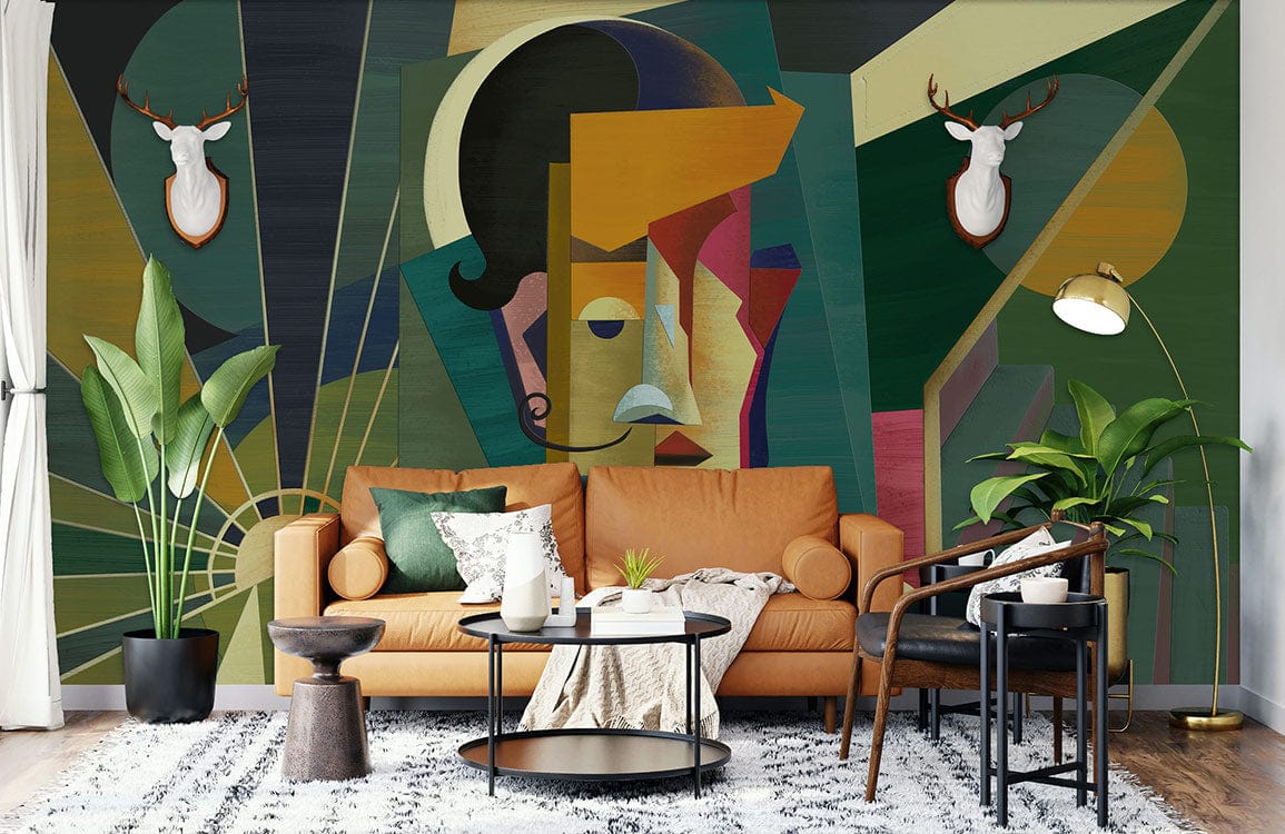 abstract picasso portrait wallpaper mural for home decor