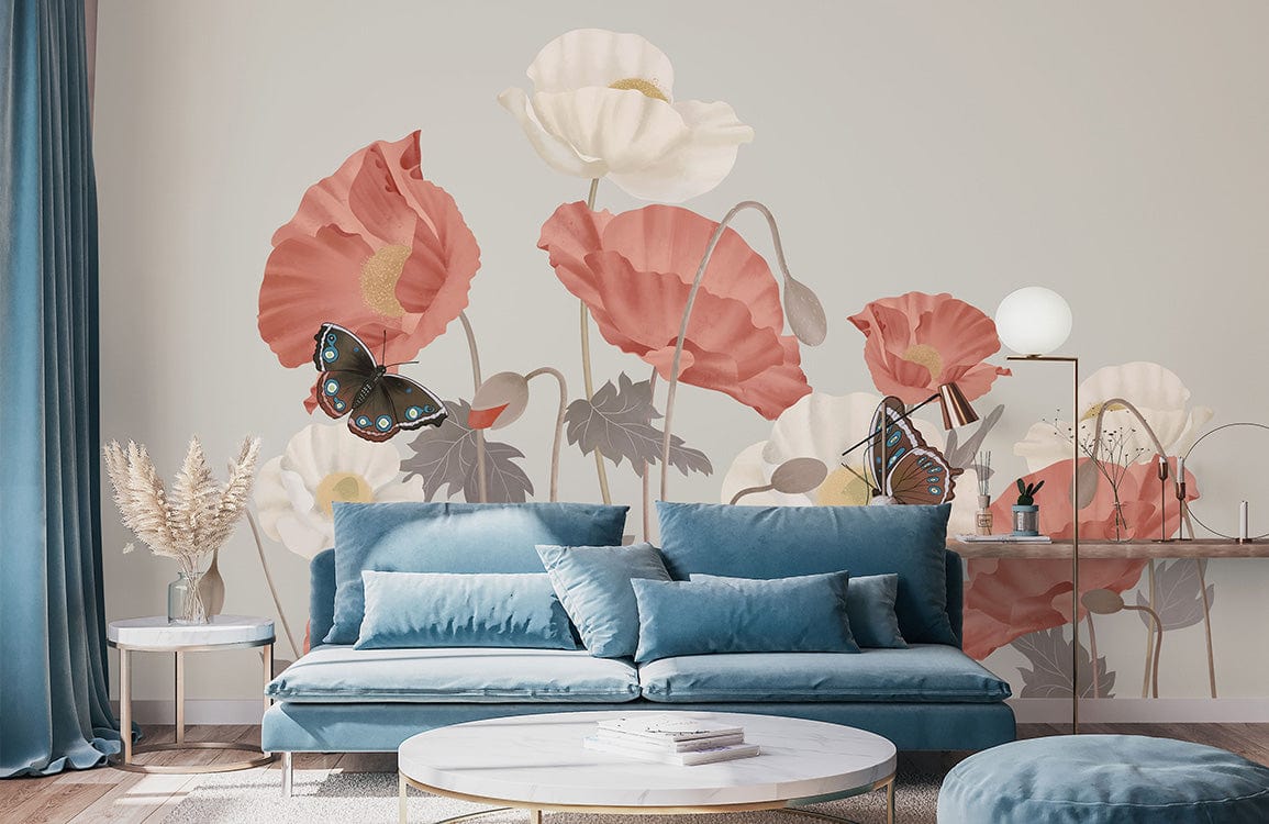 unique flower and butterfly wallpaper mural home decor