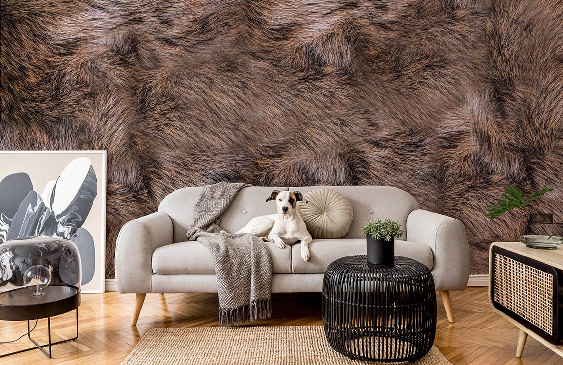 3D Brown Fur Wallpaper Mural
