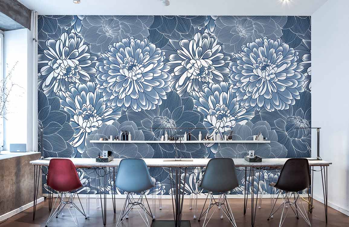 unique chrysanthemum floral pattern wallpaper for living room