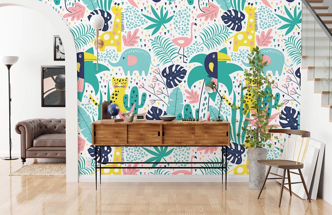 Colourful Animals Wallpaper Mural