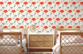 Cute Red Mushrooms Wallpaper Mural