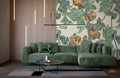 Flowers in Leaves Wallpaper Mural