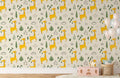 Giraffe and Leaf Wallpaper Mural