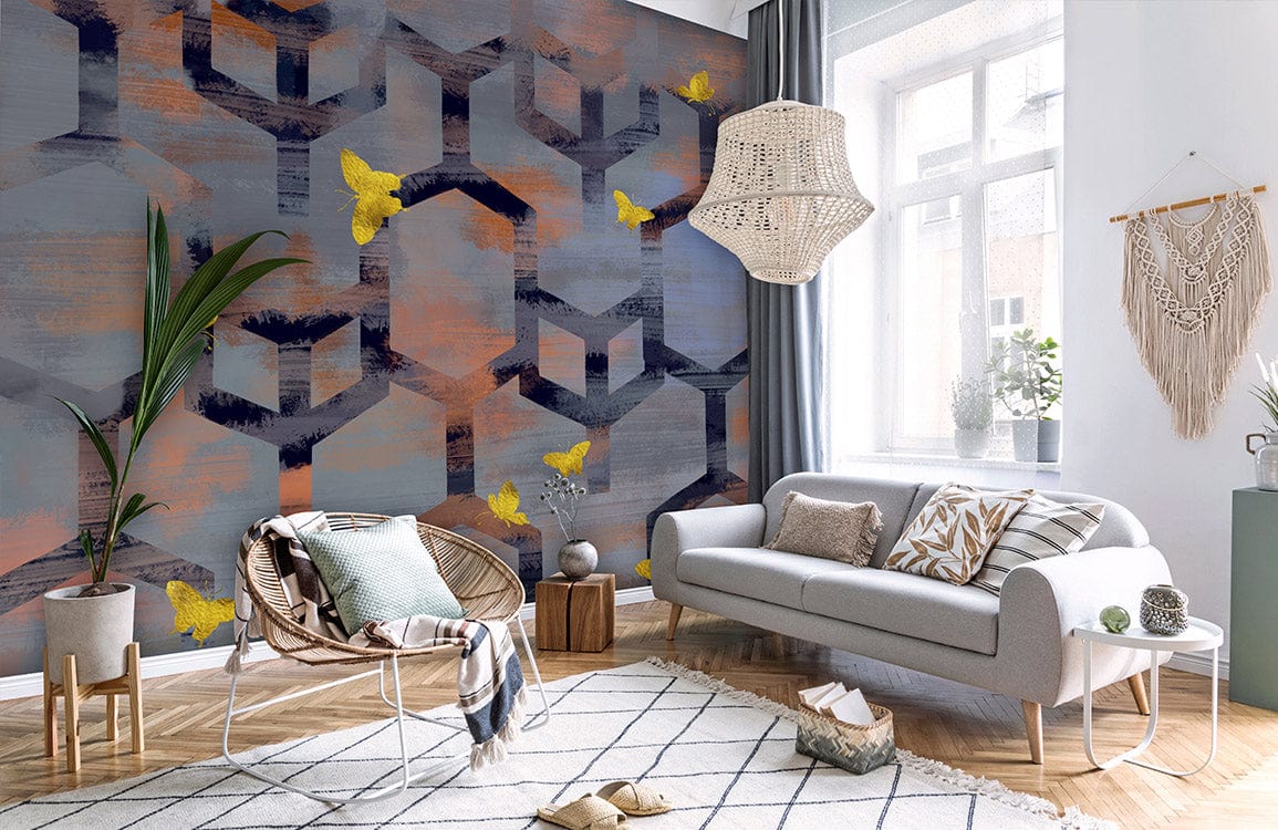 Golden Butterfly Wallpaper Mural