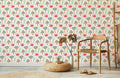 Gray & Red Mushrooms Wallpaper Mural