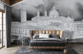 Gray Sketch Palace Wallpaper Mural