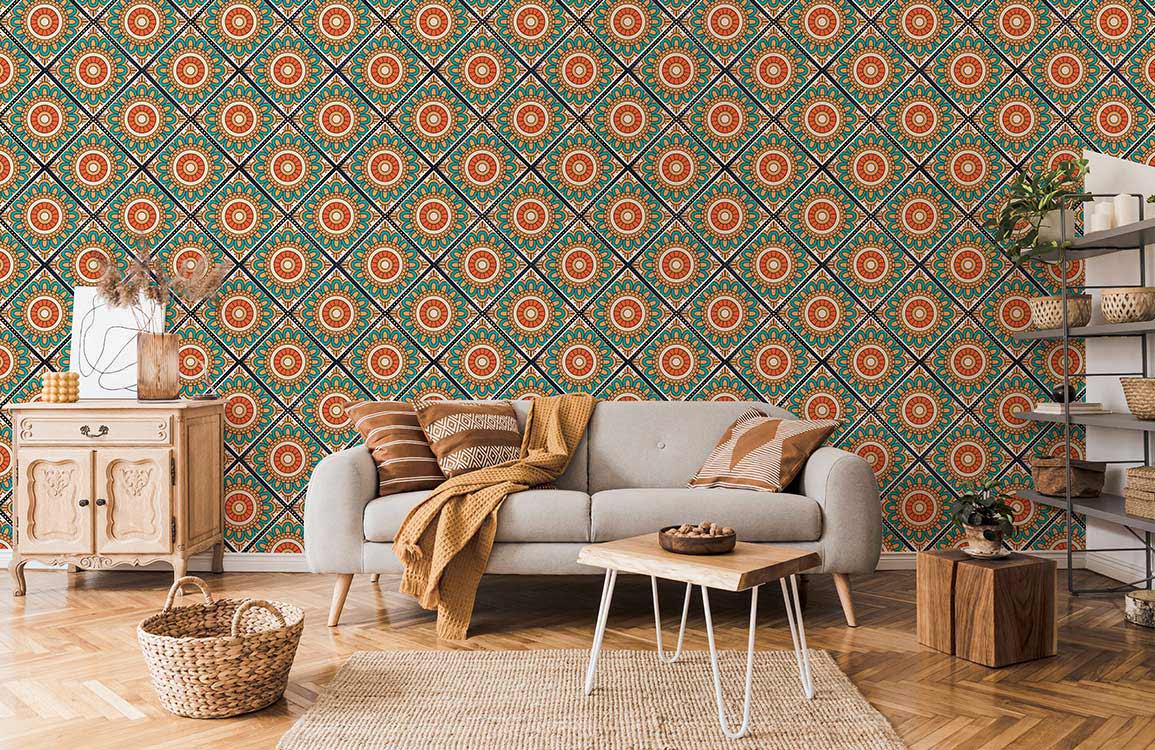 Green & Orange Vectors Wall Murals | Ever Wallpaper UK