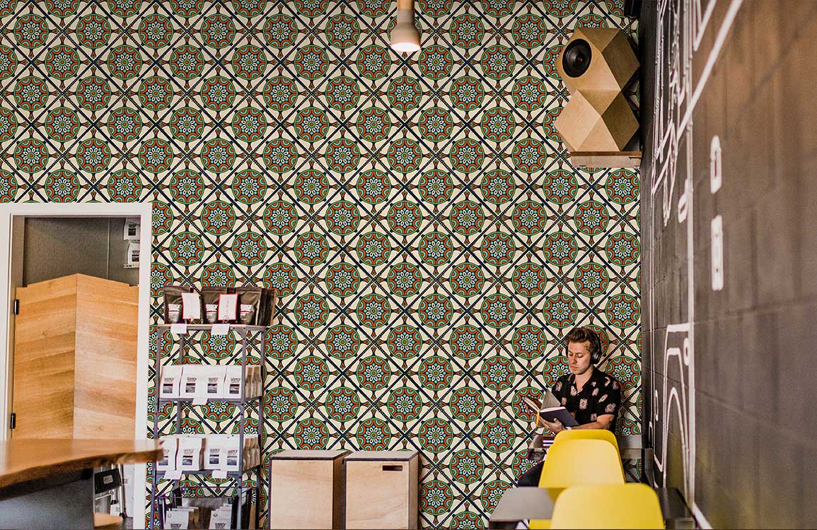Green Circle Pattern Wallpaper Mural