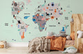 Grey Animal Map Wallpaper Mural