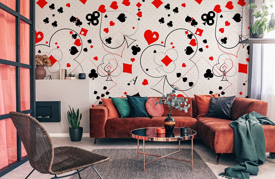 poker game pattern wallpaper design for room