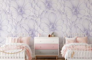 Linedrawn Hydrangea Wallpaper Mural