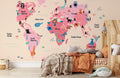Pink Animal Map Wallpaper Mural