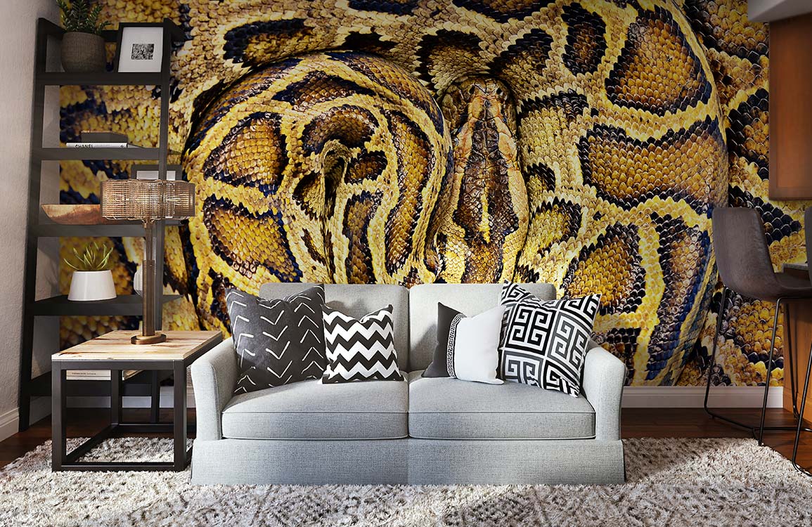 Python Round Yellow Animal Wall Murals | Ever Wallpaper UK