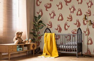 Sloth on Brown Wallpaper Mural