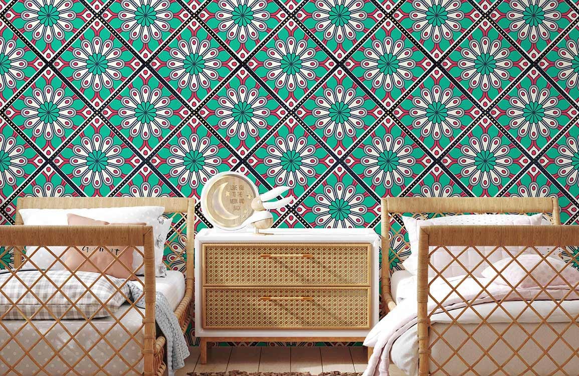 Turquoise Vectors Wallpaper Mural