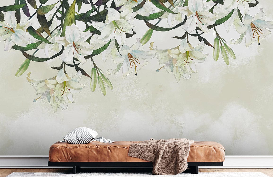 lily flowers wallpaper mural for home decor