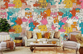 Uneven Colored Animals Wallpaper Mural