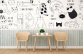 White Cat Pattern Wallpaper Mural